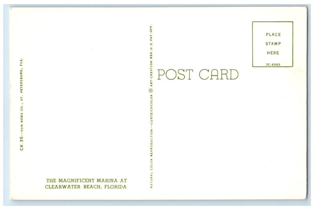 c1960 Beautiful Marina Dock Port Motor Boats Clearwater Beach Florida Postcard