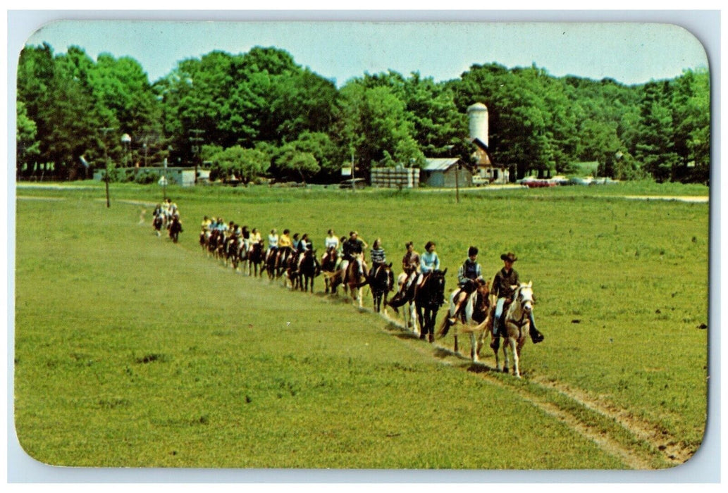 c1960 Picturesque Old Trails Stables Riding Horses Michigan MI Unposted Postcard