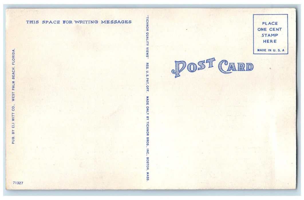 1940 Exterior View Morrison Field Club West Palm Beach Florida Unposted Postcard
