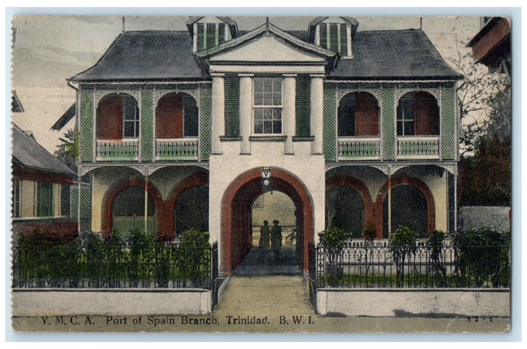 c1910 Y.M.C.A. Port of Spain Branch Trinidad and Tobago B.W.I Postcard