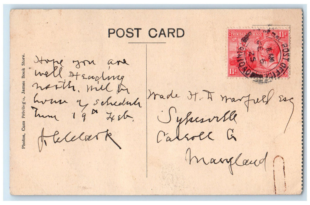 c1910 Y.M.C.A. Port of Spain Branch Trinidad and Tobago B.W.I Postcard