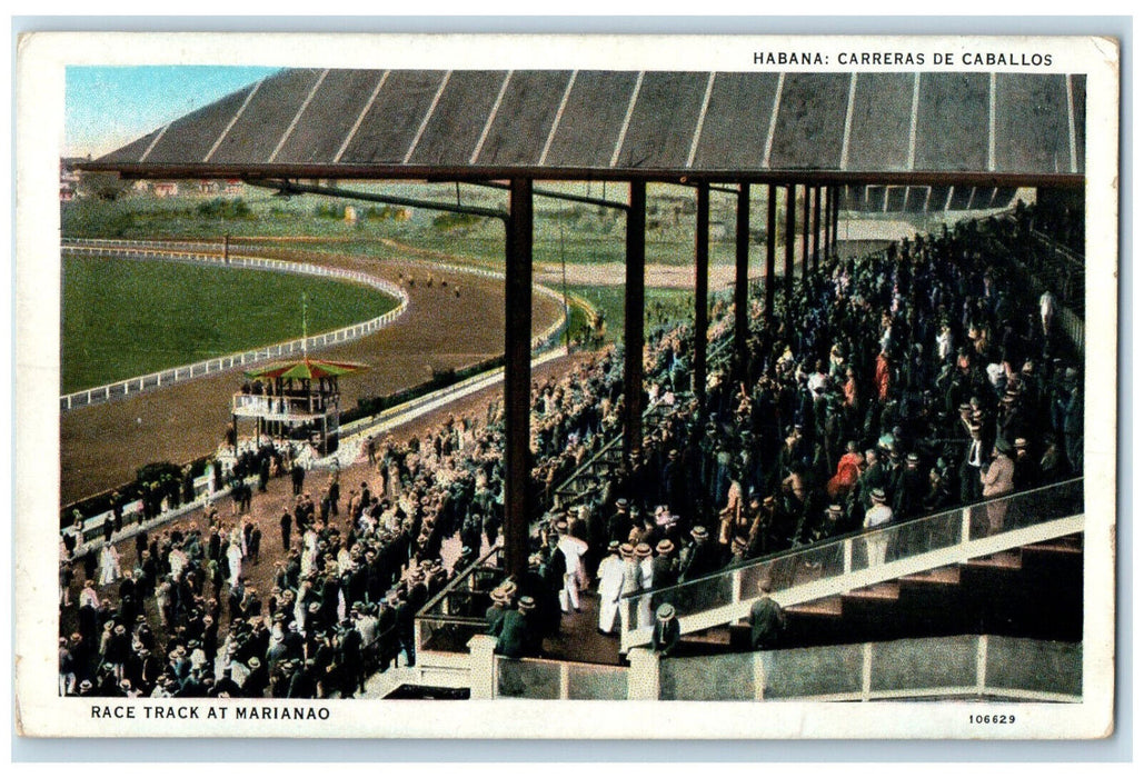 1937 Race Track at Marianao Carreras De Caballos Havana Cuba Vintage Postcard
