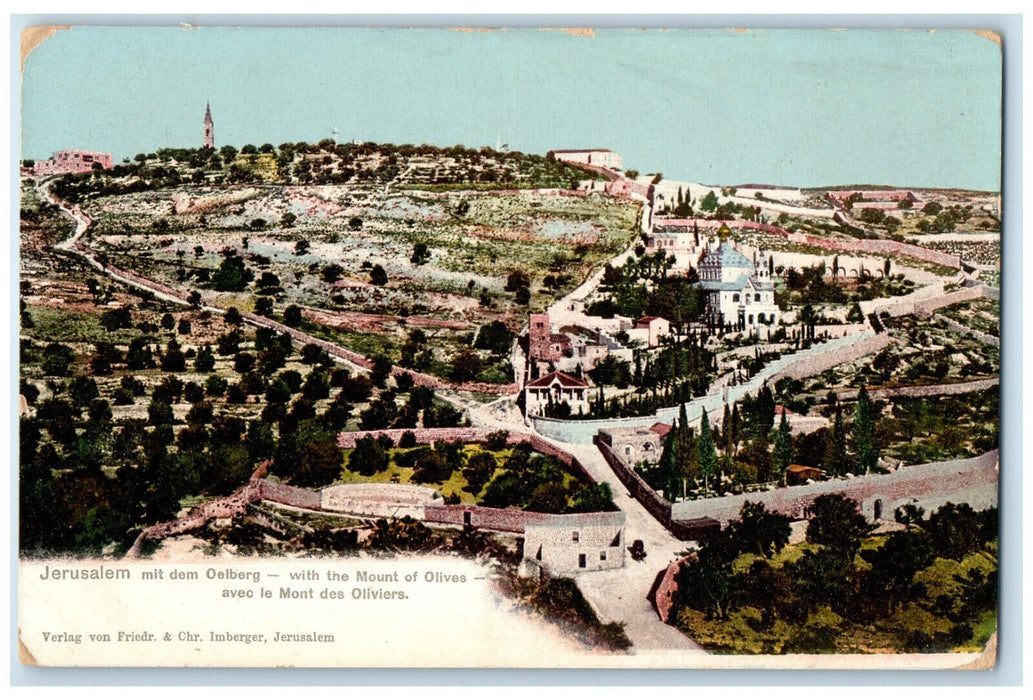 c1910 View of Mount of Olives Jerusalem Israel Houses Buildings Postcard