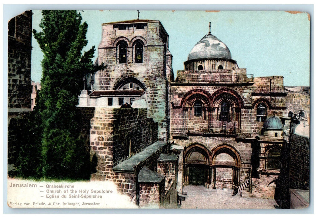 c1910 Church of Holy Sepulchre Jerusalem Israel Antique Unposted Postcard