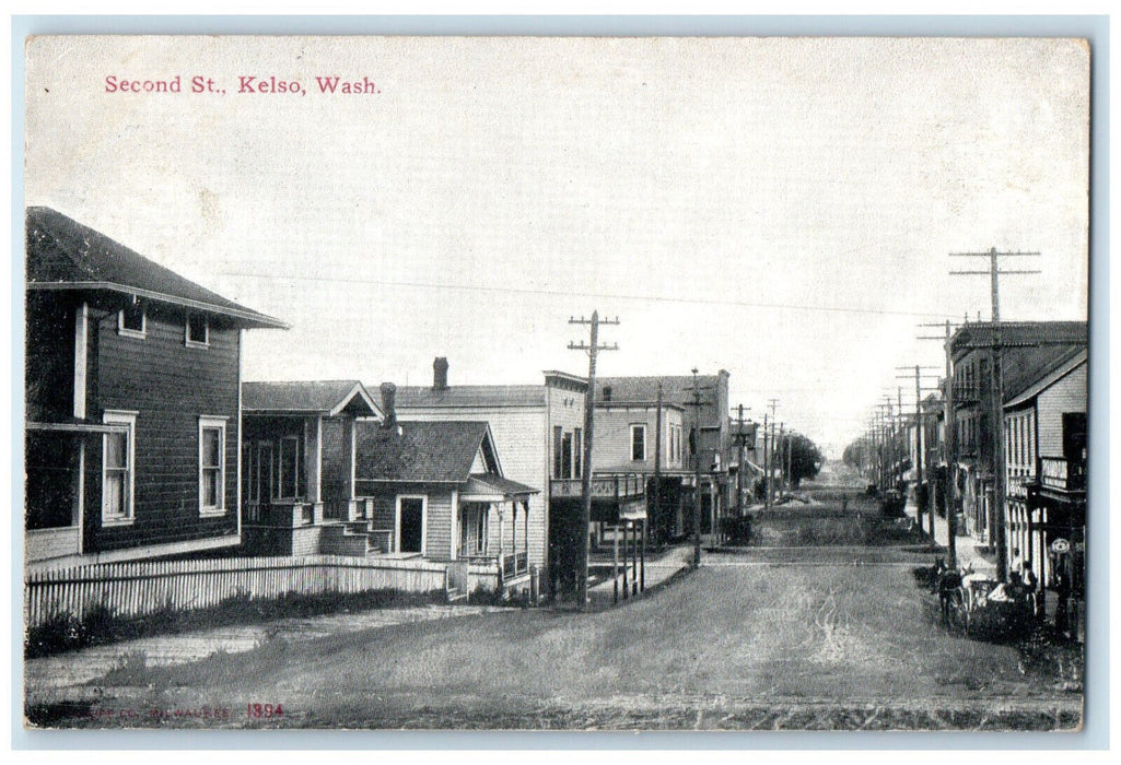 c1910 View of Second Street Kelso Washington WA Posted Antique Postcard