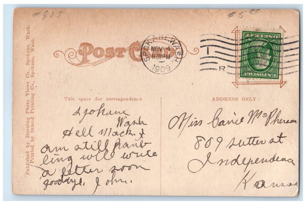 1909 Pavilion Natatorium Park Spokane Washington WA Antique Postcard