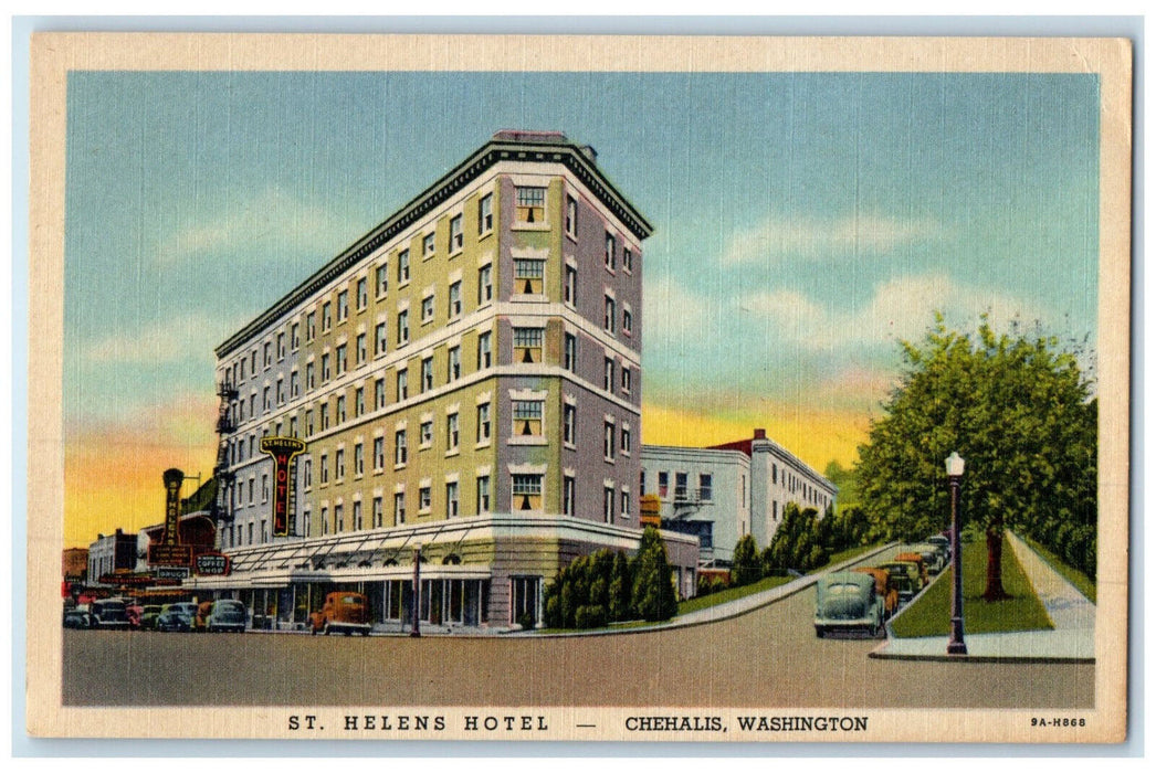 c1940's St. Helens Hotel Chehalis Washington WA Vintage Unposted Postcard