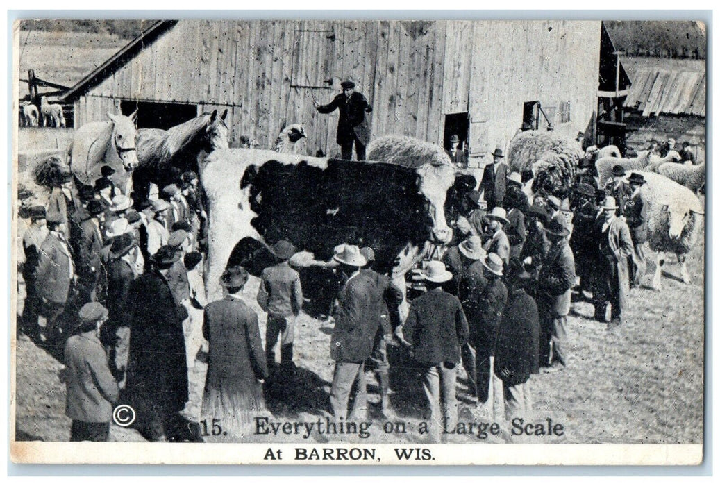 1915 Everything Large Scale Exaggerated Animals Barron Wisconsin Posted Postcard