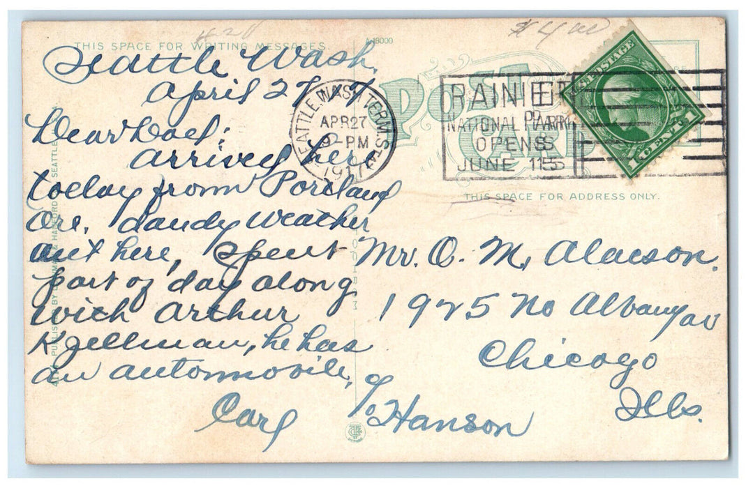 1917 Ready To Fall Lumber Scene Washington WA Antique Posted Postcard