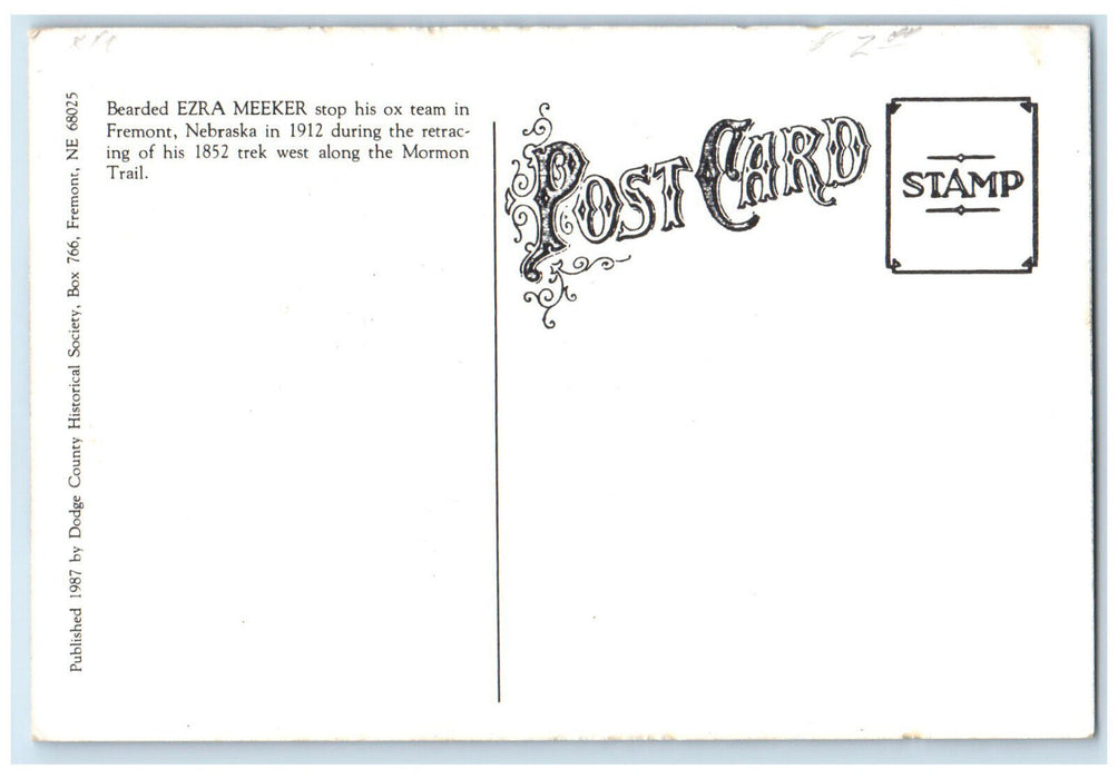 c1940's Bearded Ezra Meeker Stop His Ox Team in Fremont Nebraska NE Postcard