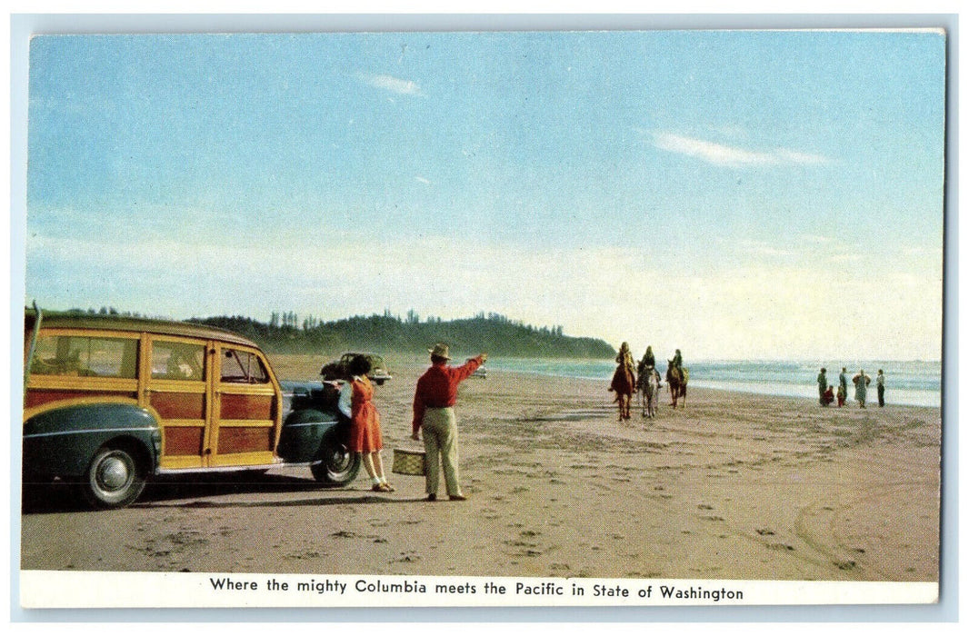 c1950's Where Mighty Columbia Meets Pacific in State of Washington WA Postcard