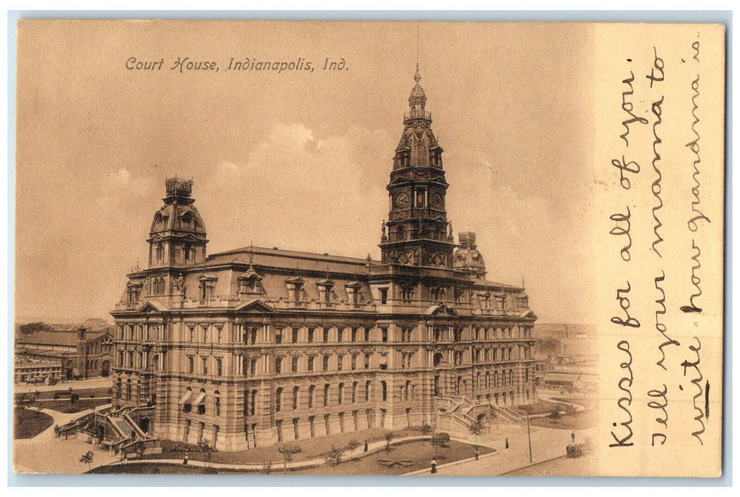 c1910 View of Court House Indianapolis Indiana IN Posted Antique Postcard