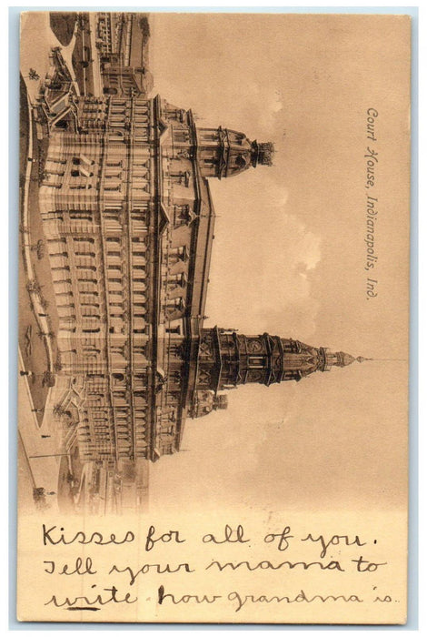 c1910 View of Court House Indianapolis Indiana IN Posted Antique Postcard