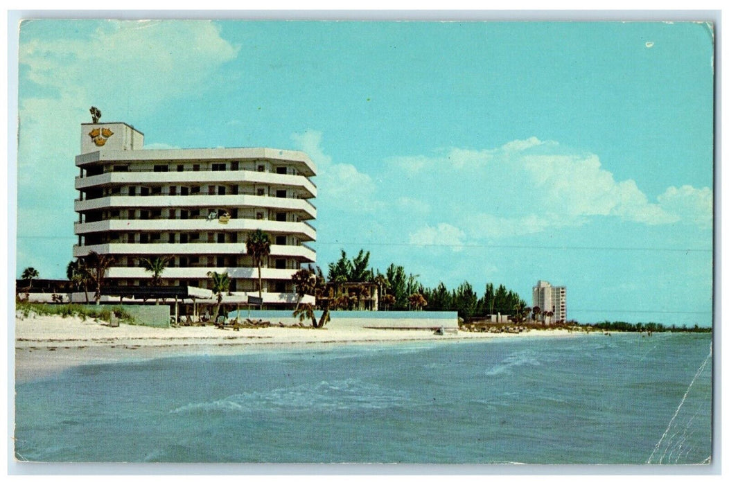 1969 Lido Beach On The Gulf Mexico Three Crowns Hotel Sarasota FL Postcard