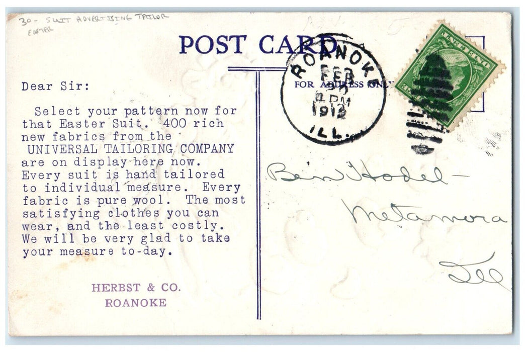 1912 Easter Chicks Pretty Girl Suit Advertising Tailor Company Chicago Postcard