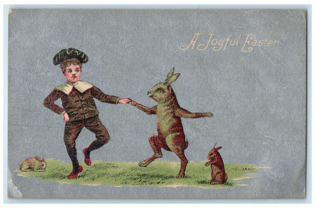 c1910's Easter Anthropomorphic Rabbit Boy Dancing Kirwin Kansas KS Postcard