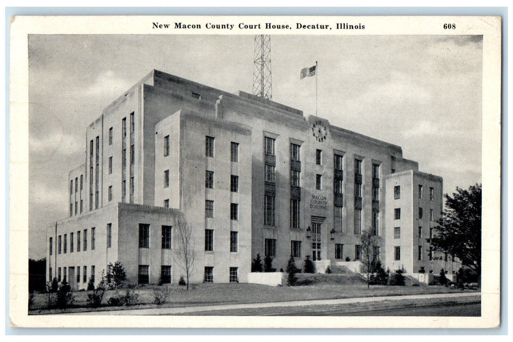 1950 New Macon County Court House Decatur Illinois IL Dalton City IL Postcard