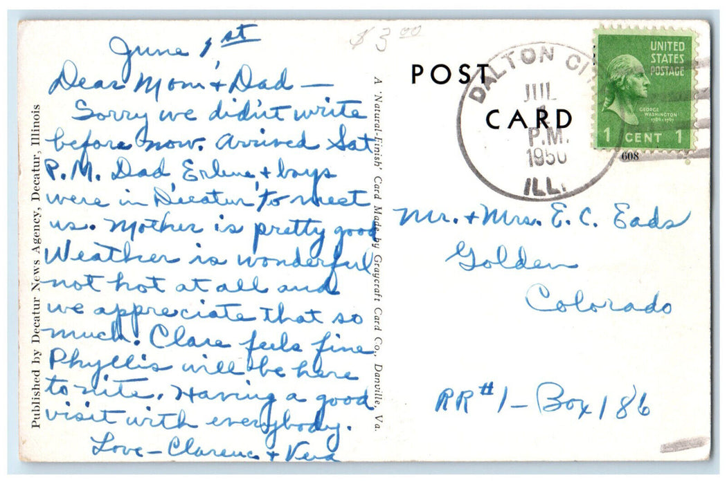 1950 New Macon County Court House Decatur Illinois IL Dalton City IL Postcard