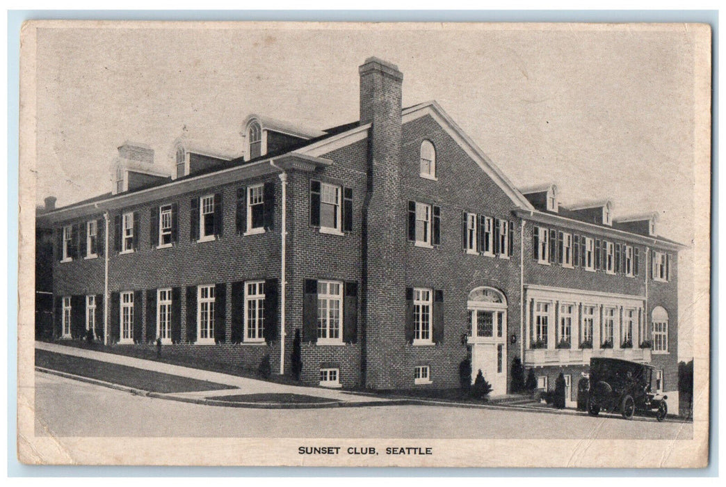 1917 View of Sunset Club Building in Seattle Washington WA Posted Postcard