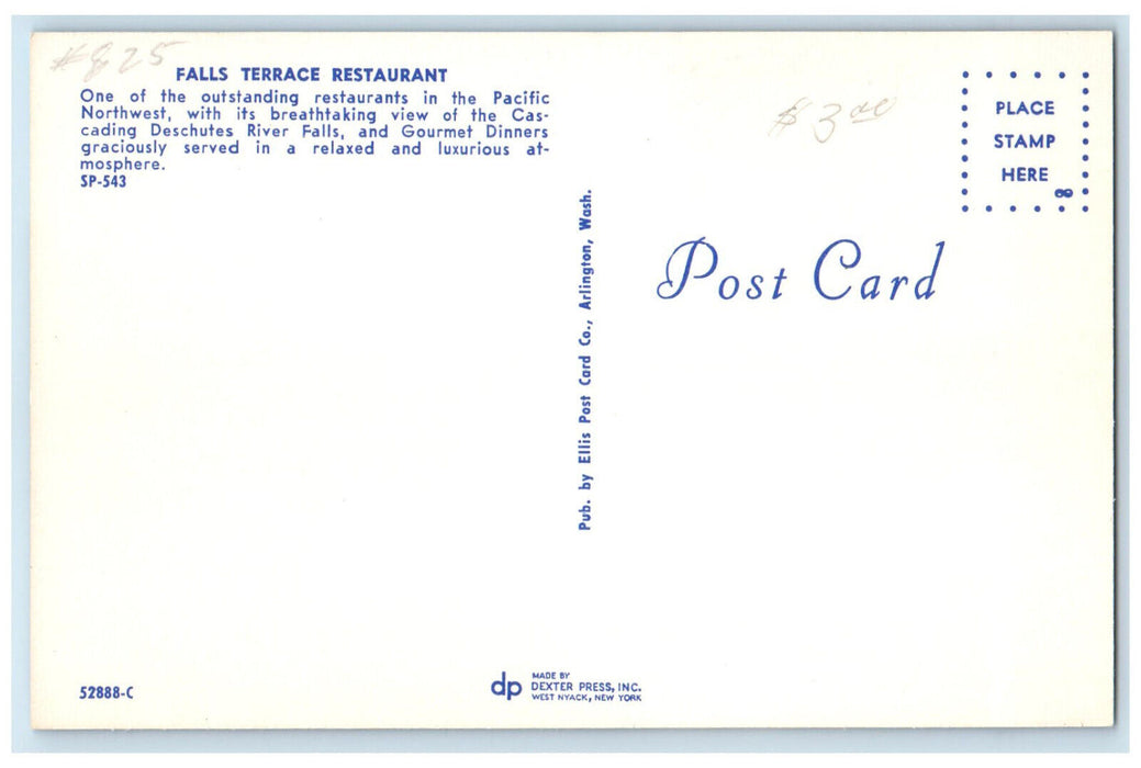 c1950's Falls Terrace Restaurant Tumwater Washington WA Multiview Postcard