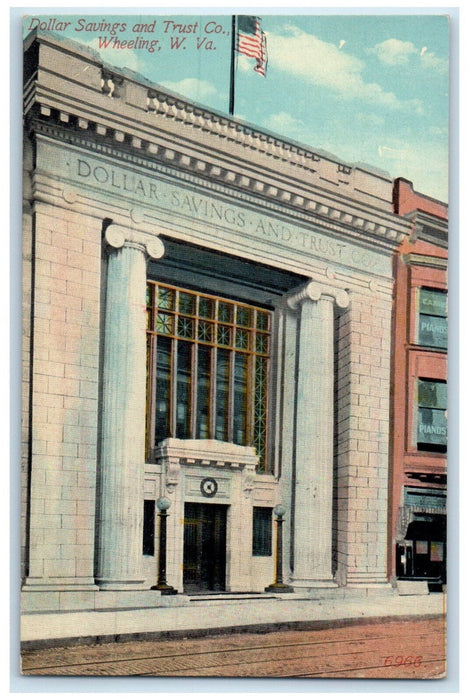 c1910 Dollar Savings and Trust Co. Wheeling West Virginia WV Postcard