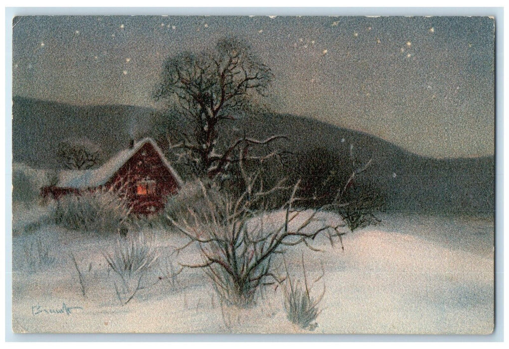 1914 House Chimney Trees Winter Vliets Kansas KS Posted Antique Postcard