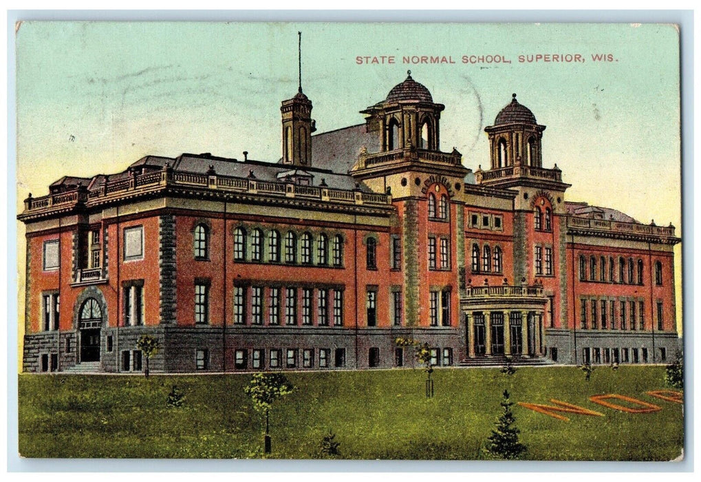 1909 Exterior View State Normal School Building Superior Wisconsin WI Postcard