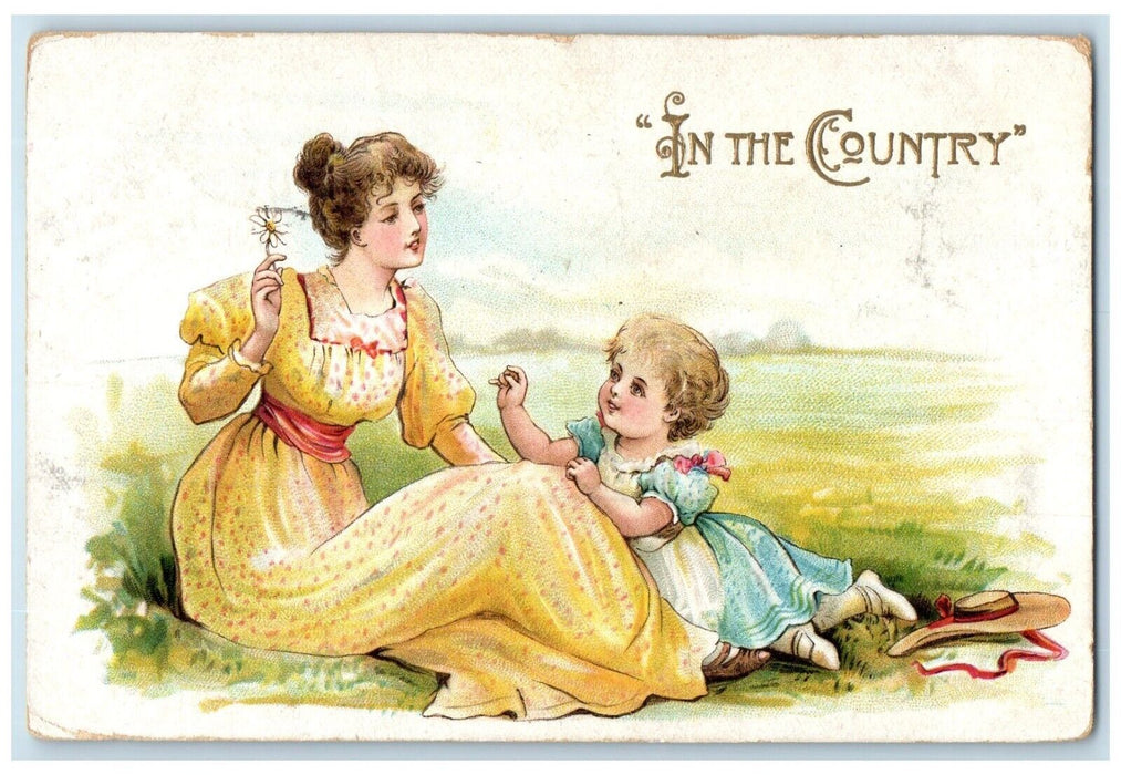 1908 Mother And Daughter Daisy Flower Embossed Alexandria Minnesota MN Postcard