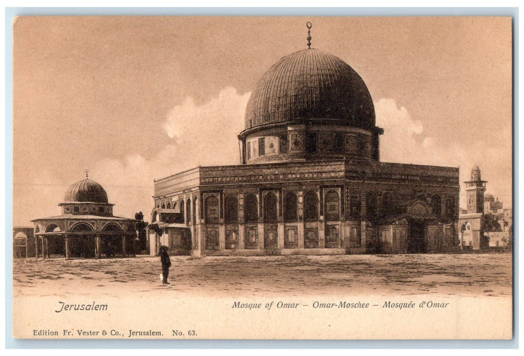 c1905 Scene at Mosque of Omar Jerusalem Israel Antique Unposted Postcard