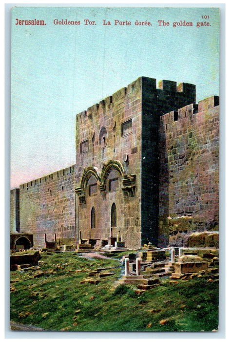c1910 View of The Golden Gate Jerusalem Israel Unposted Antique Postcard