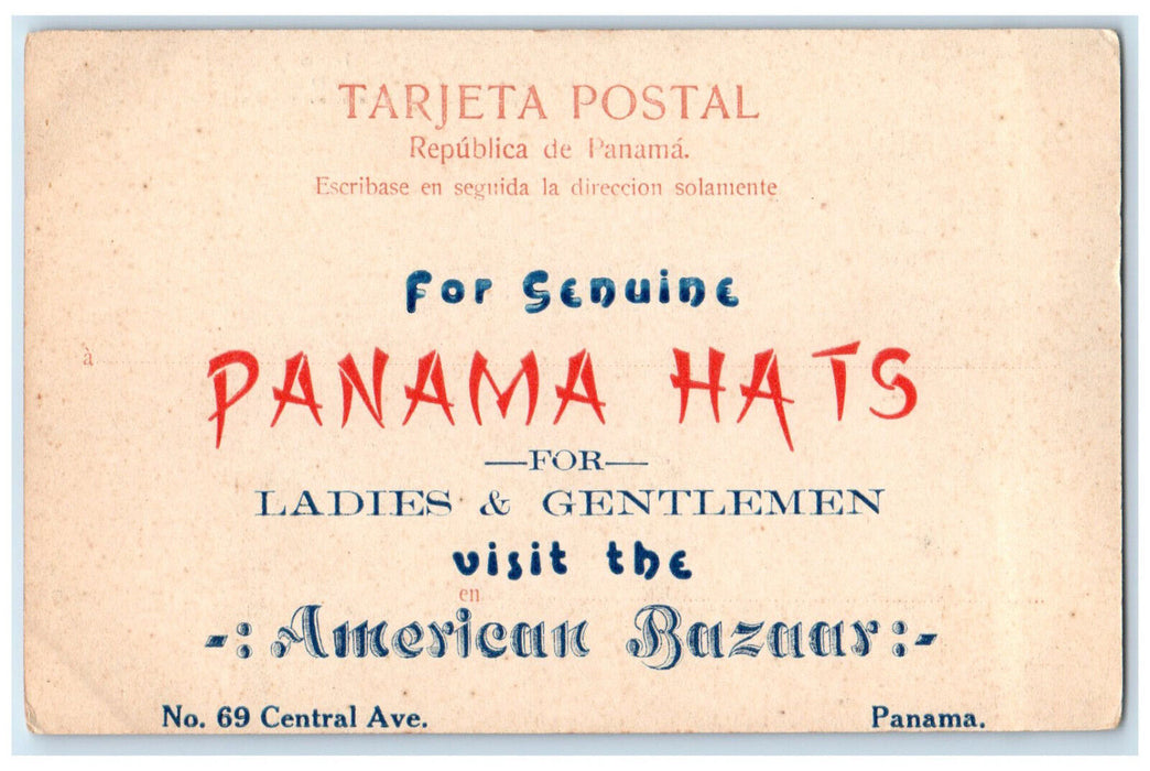 c1905 Ancon Hospital Capital of Canal Zone Panama Hats Advertising Postcard