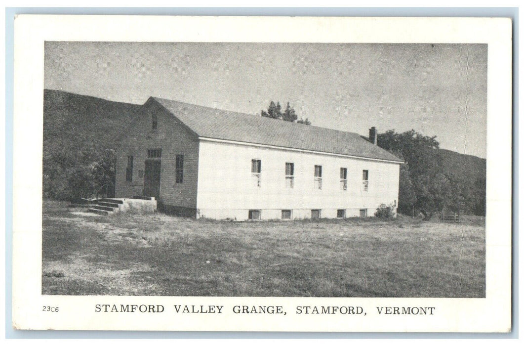 c1940 Stamford Valley Grange Exterior Building Stamford Vermont Vintage Postcard