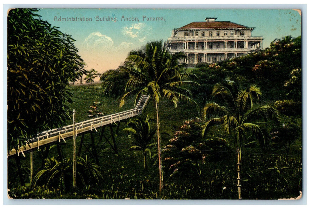 c1910 Administration Building Ancon Panama Antique Unposted Postcard