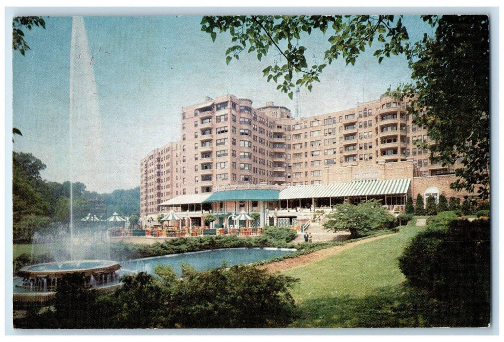 c1960 Exterior Shoreham Hotel Motor Inn Fountain Building Washington DC Postcard
