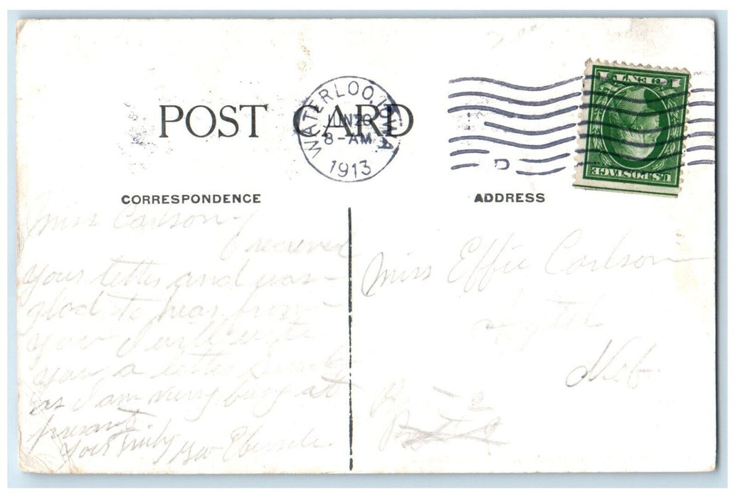 1913 Fourth Street Bridge Exterior Building Streetcar Waterloo Iowa IA Postcard