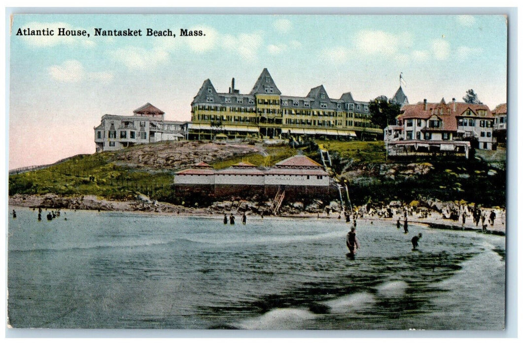 c1910 Atlantic House Exterior Building Nantasket Beach Massachusetts MA Postcard