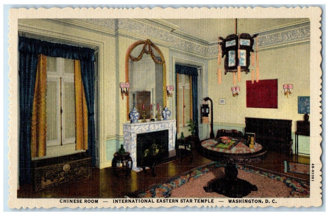 c1940 Chinese Room International Star Temple Washington DC Unposted Postcard