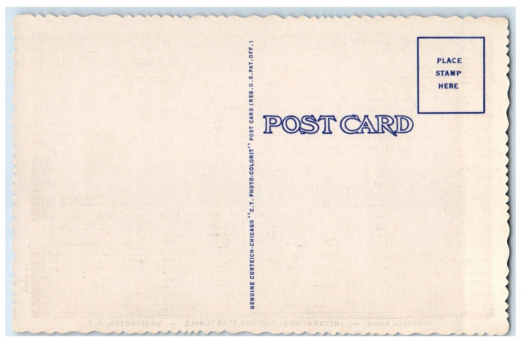 c1940 Chinese Room International Star Temple Washington DC Unposted Postcard