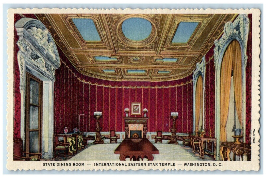 c1940 State Dining Room International Eastern Star Temple Washington DC Postcard