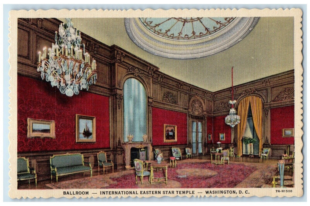 c1940 Ballroom International Eastern Star Temple Washington DC Unposted Postcard