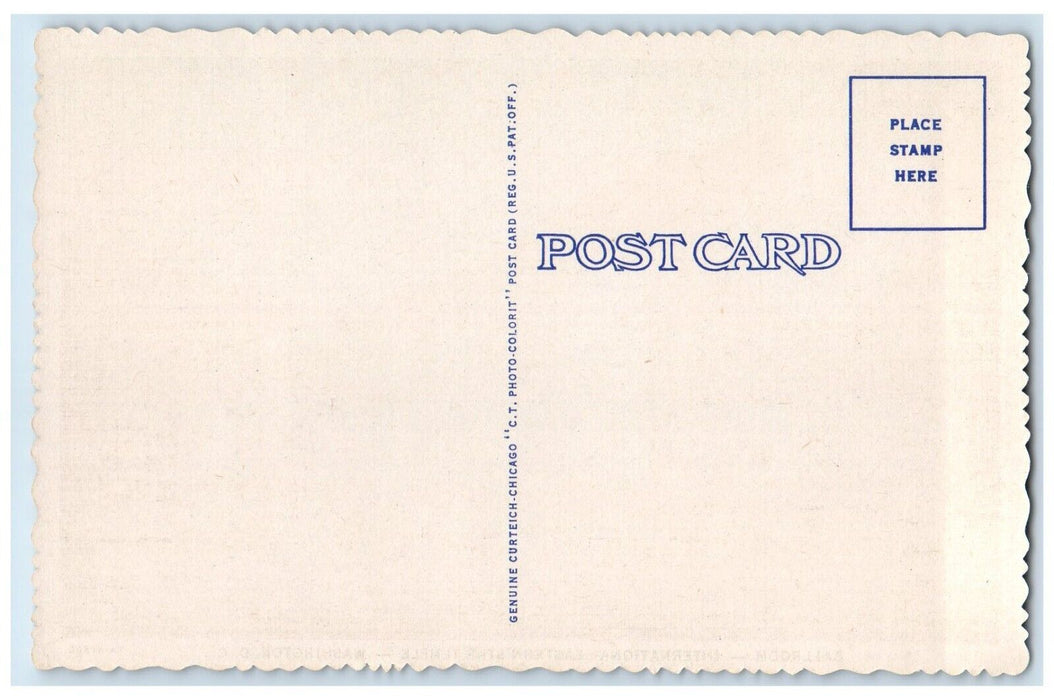 c1940 Ballroom International Eastern Star Temple Washington DC Unposted Postcard