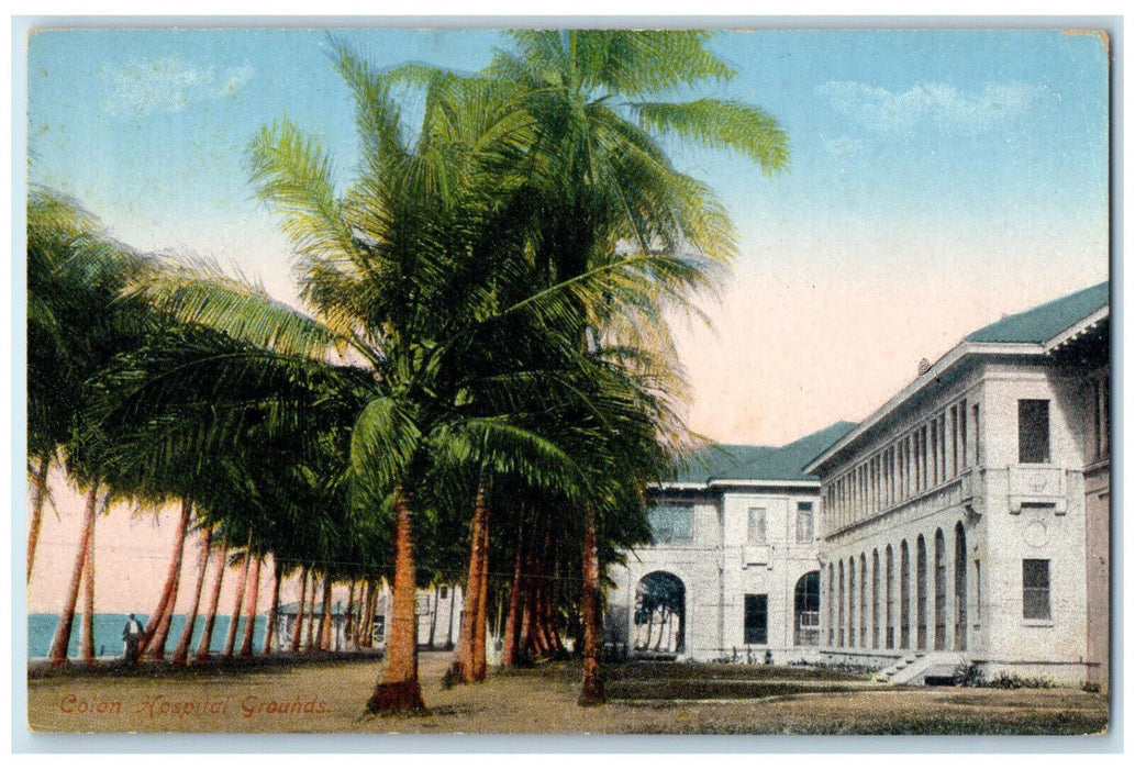 c1905 Building of Colon Hospital Grounds Panama Unposted Antique AZO Postcard