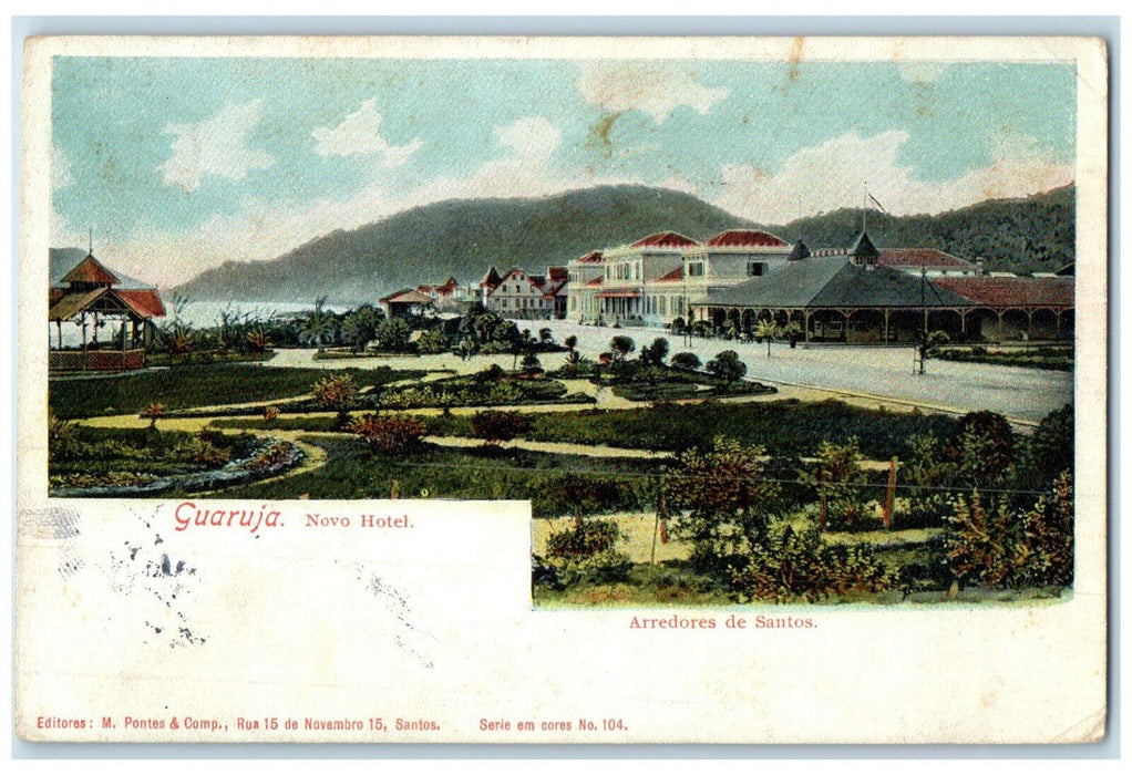 c1910 Guaruja Novo Hotel Arredores De Santos Brazil Unposted Antique Postcard