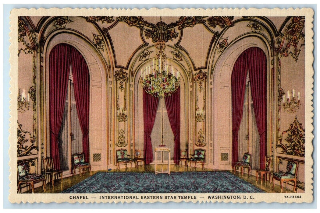 c1940 Chapel International Eastern Star Temple Washington DC Unposted Postcard