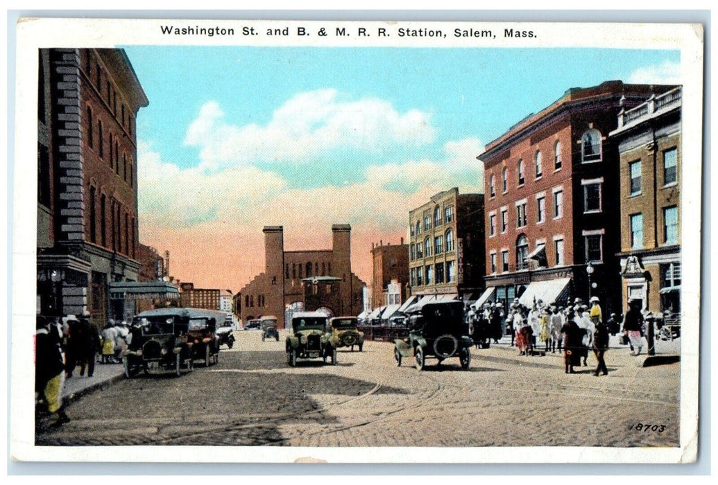 1945 Washington St. Station Classic Cars Exterior Salem Massachusetts Postcard