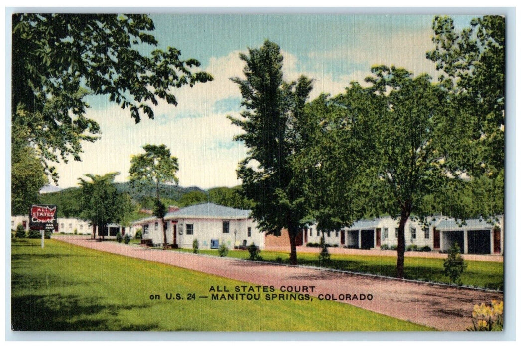c1940 Scenic View All States Court Manitou Springs Colorado CO Antique Postcard