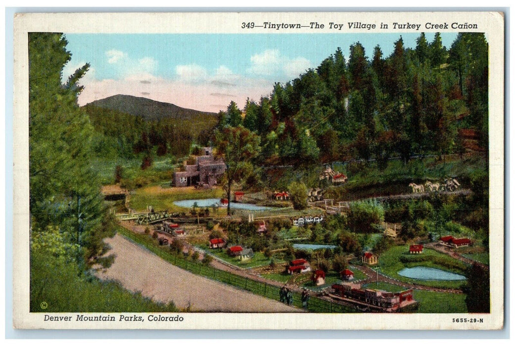 1941 Aerial Tinytown Toy Village Turkey Creek Canon Denver Colorado CO Postcard
