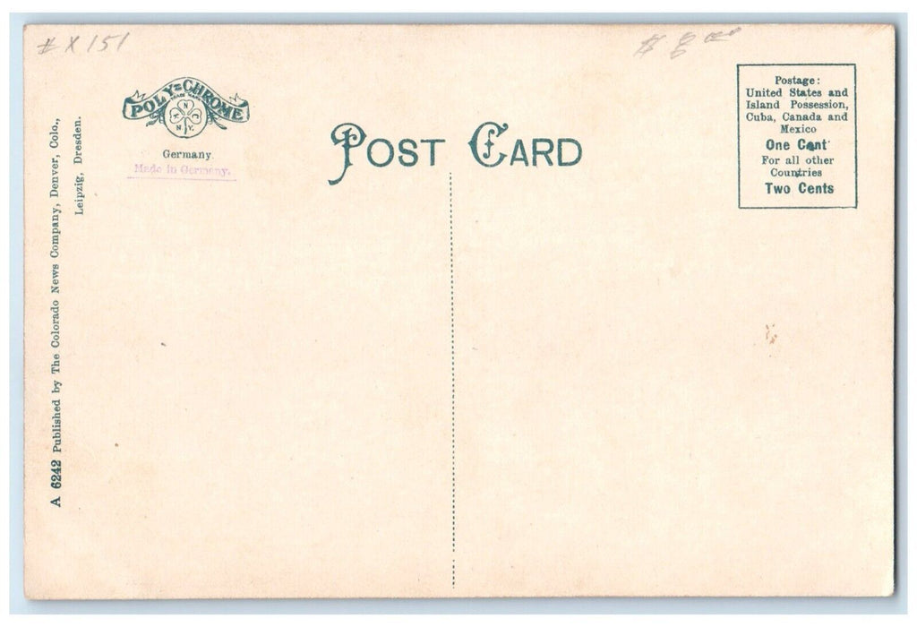 c1910 Brown Hotel Looking Down 17th Street Broadway Denver Colorado CO Postcard