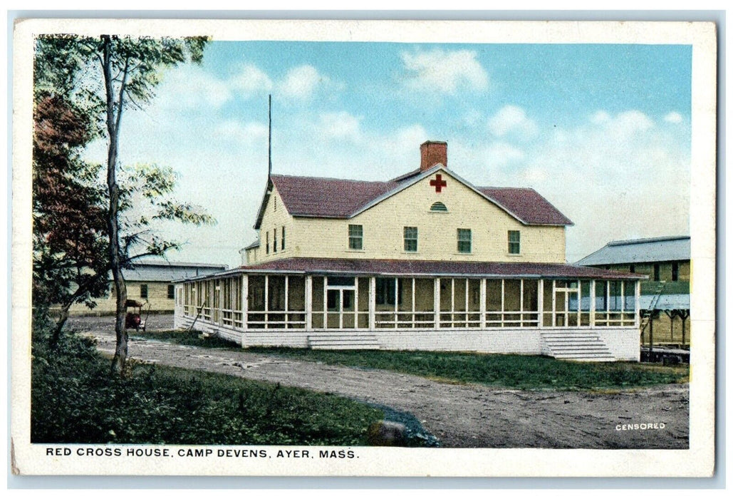 c1920 Red Cross House Camp Devens Exterior Building Ayer Massachusetts Postcard