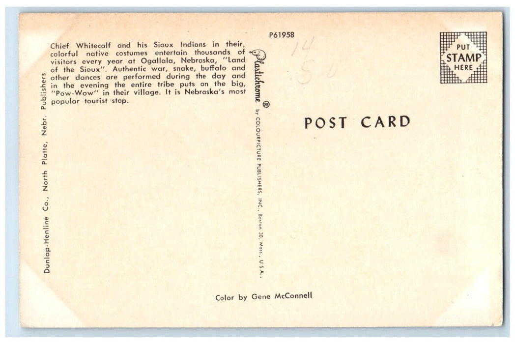 c1960 Chief Whitecalf Sioux Indian Village Ogallala Nebraska NE Vintage Postcard
